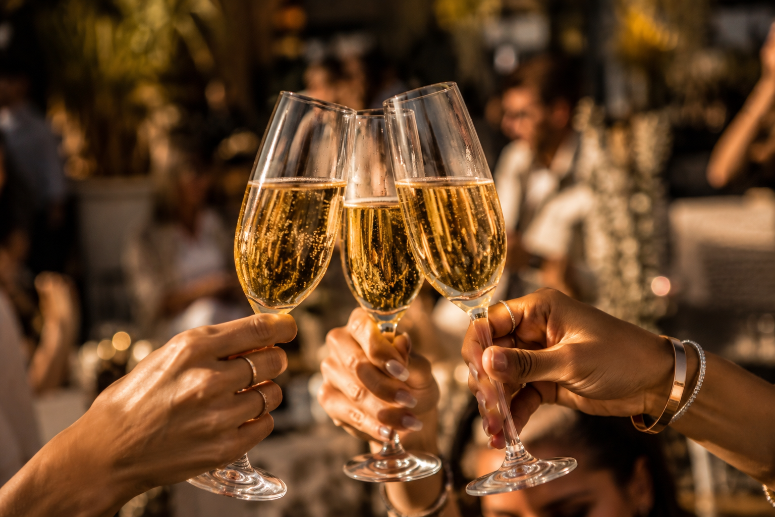 Sparkling wine bubbles in glass