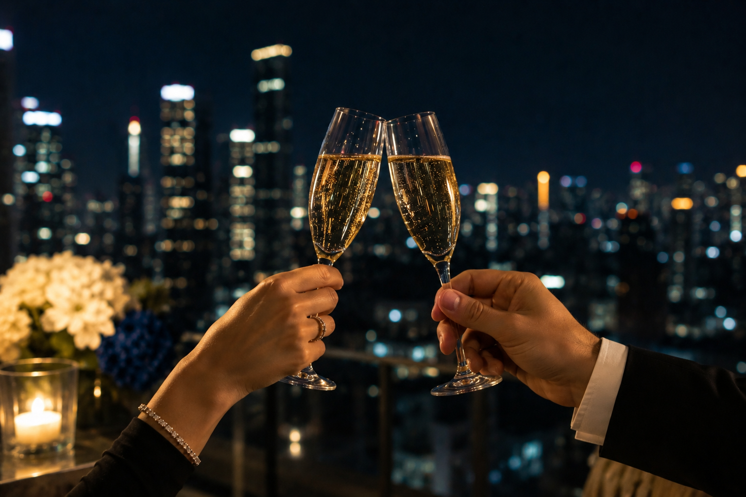 Sparkling glasses toast
